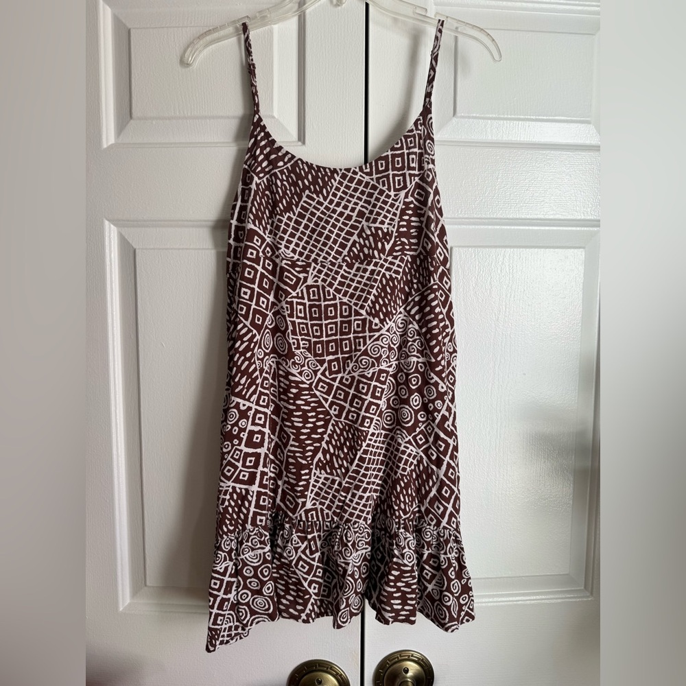 Urban Outfitters brown & white babydoll dress size M Y2K Boho Coastal Cowgirl